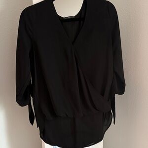 West Kei Elegant Black Wrap Blouse